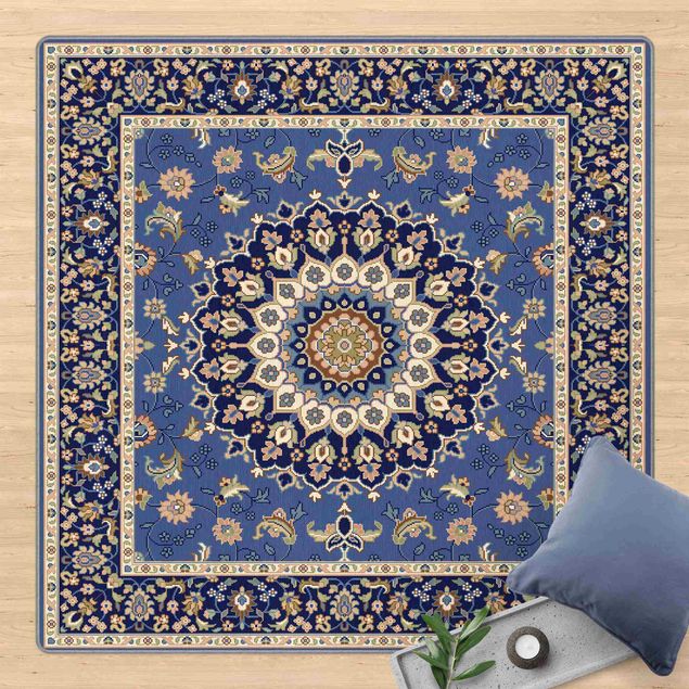 Teppiche groß Klassisches Persermuster Blau Beige