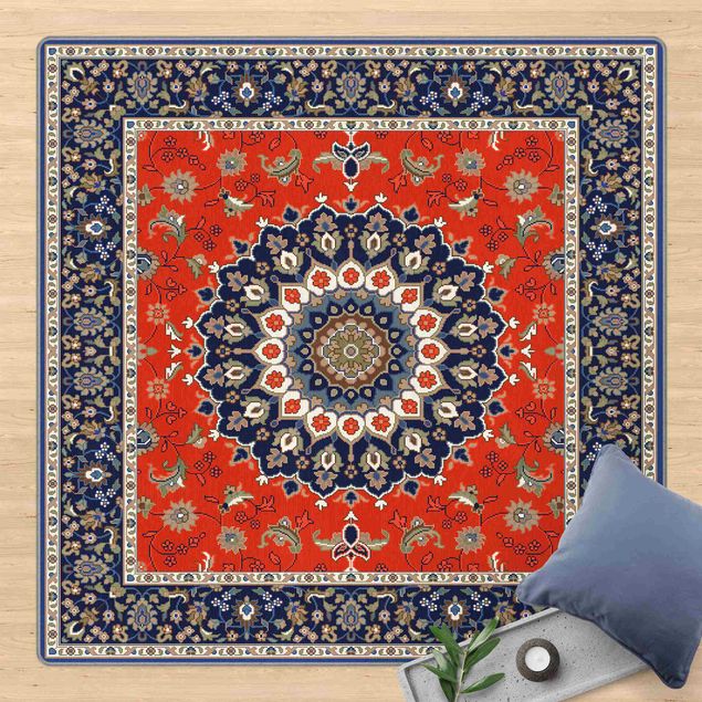 Teppich Orient Klassisches Persermuster Blau Rot