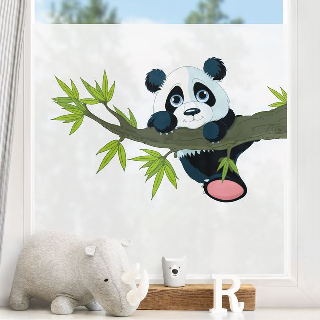 Fensterbilder Tiere Kletternder Panda