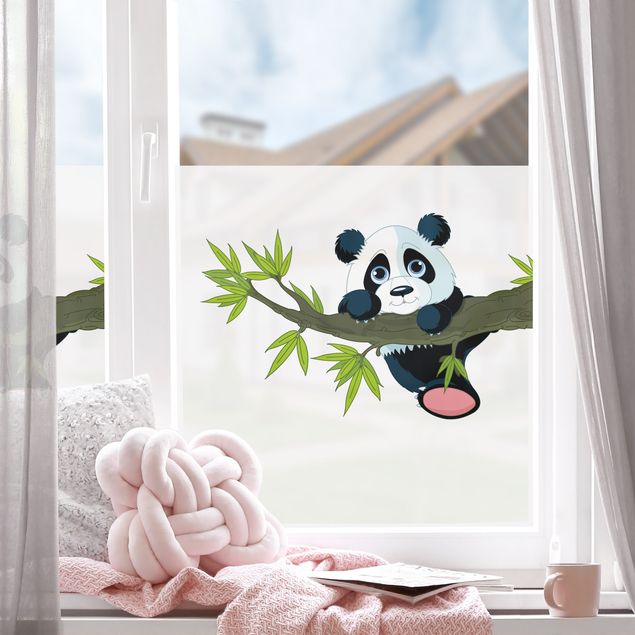 Klebefolie für Fenster Kletternder Panda