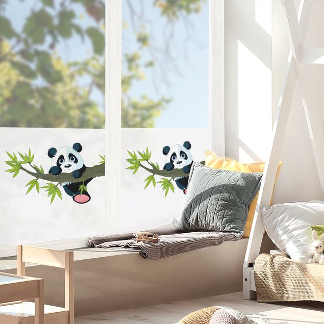 Fensterbilder Folie Kletternder Panda
