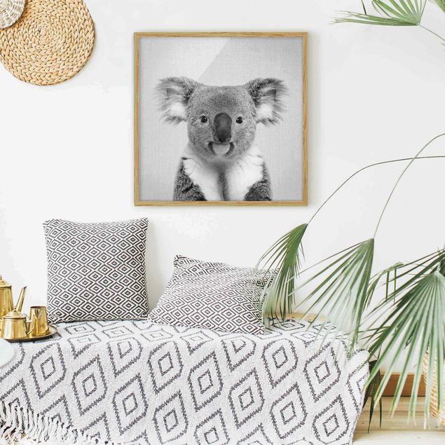 Moderne Bilder mit Rahmen Koala Klaus Schwarz Weiß