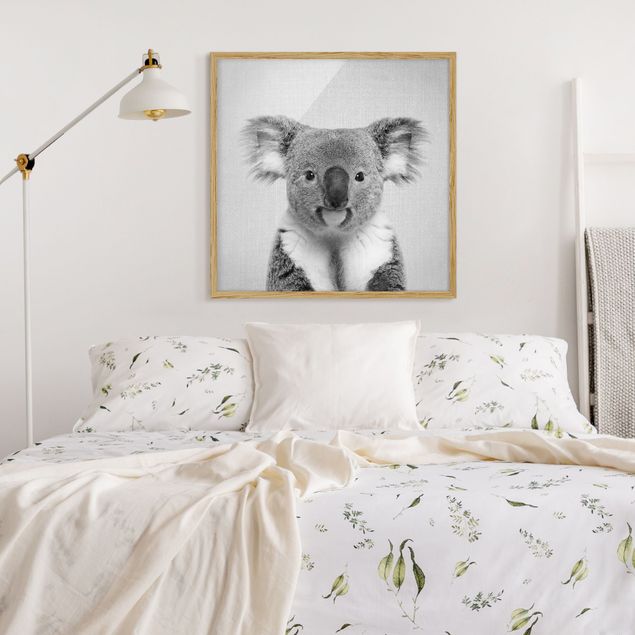 Tiere Bilder mit Rahmen Koala Klaus Schwarz Weiß