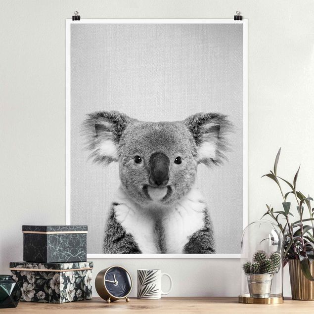 XXL Poster Koala Klaus Schwarz Weiß