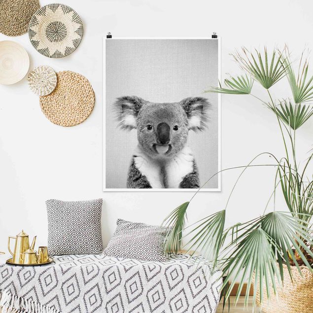 Moderne Poster Koala Klaus Schwarz Weiß