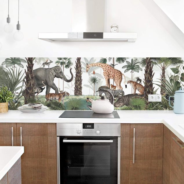 Wandpaneele Küche Königreich der Dschungeltiere