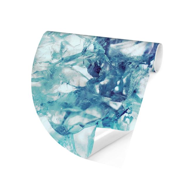 Runde Tapete selbstklebend - Kristall Blau