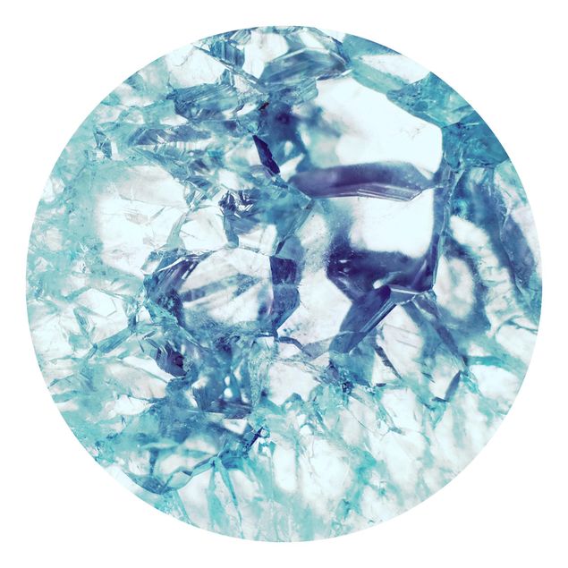 Runde Tapete selbstklebend - Kristall Blau