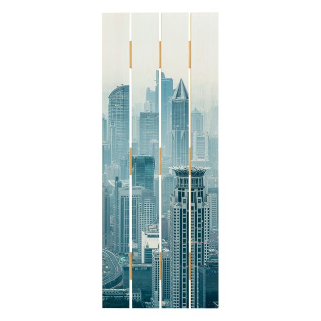 Holzbild - Kühles Shanghai - Hochformat