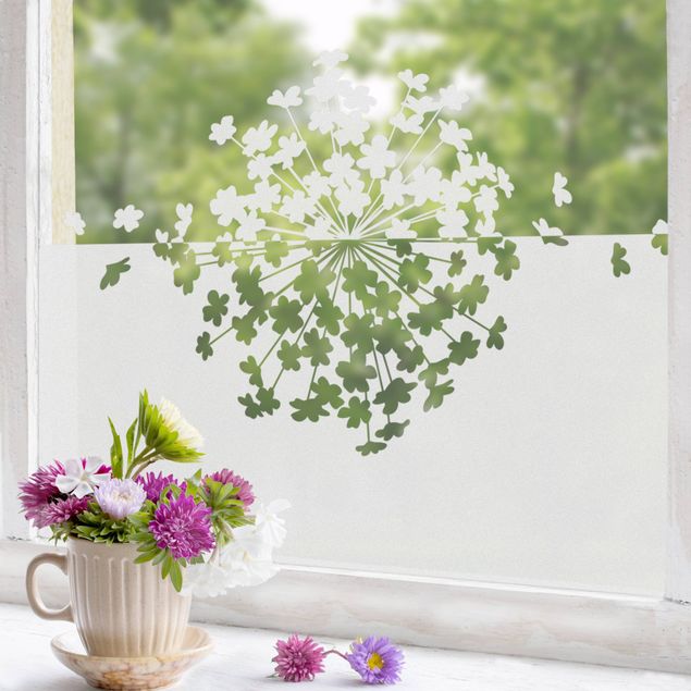 Fenstersticker Blumen Kugelblume Blütenflug Bordüre