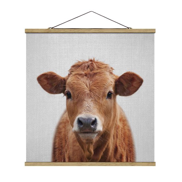 Stoffbild mit Posterleisten - Kuh Kathrin - Quadrat 1:1