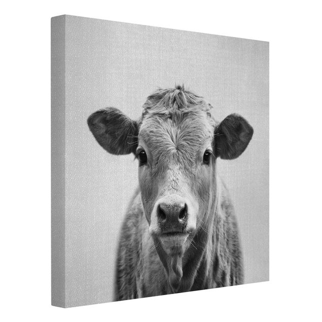 Leinwandbild - Kuh Kathrin Schwarz Weiß - Quadrat 1:1
