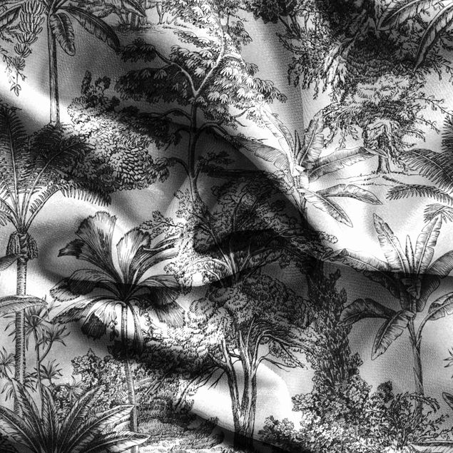 Blickdichte Vorhänge Kupferstichanmutung - Tropische Palmen