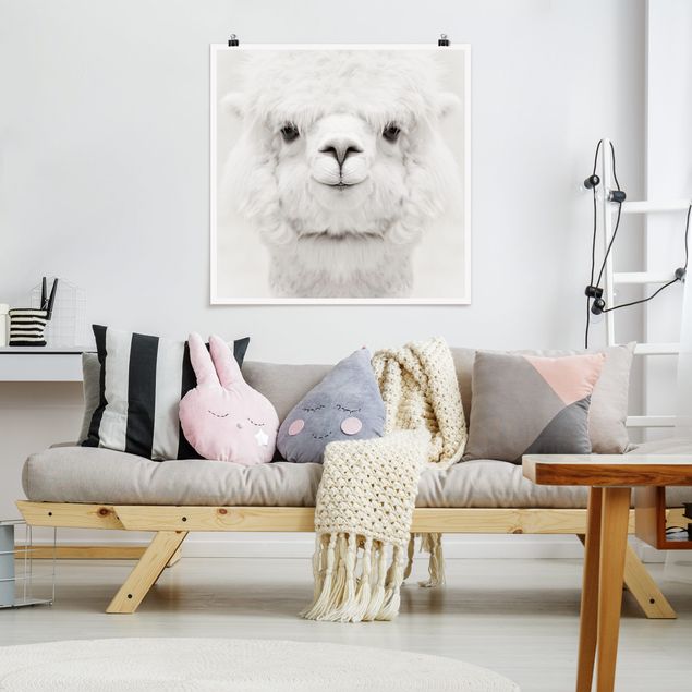 Moderne Poster Lächelndes Alpaka