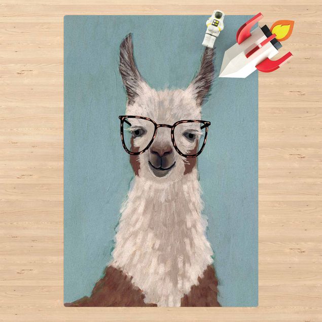 Teppich Tiere Lama mit Brille II