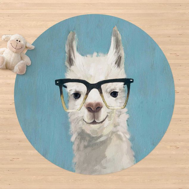 Kinderteppich Tiere Lama mit Brille IV