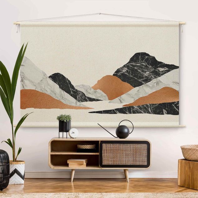 Wandbehang modern Landschaft in Marmor und Kupfer II