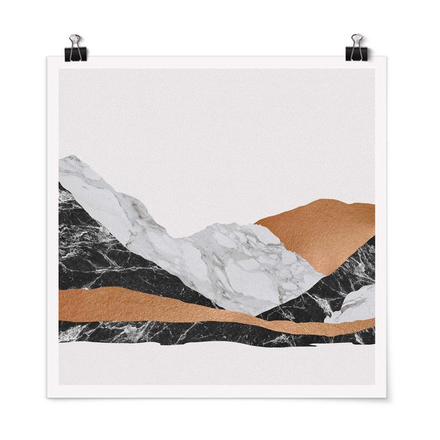 Poster abstrakt Landschaft in Marmor und Kupfer
