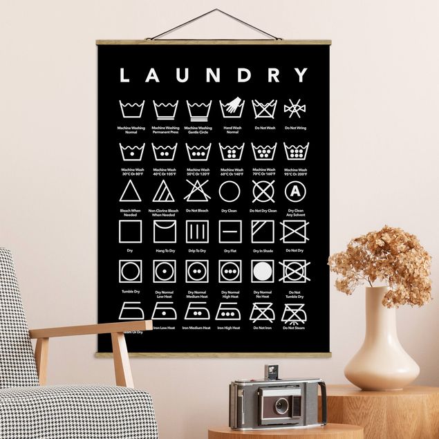 Bilder Laundry Symbole Schwarz-Weiß