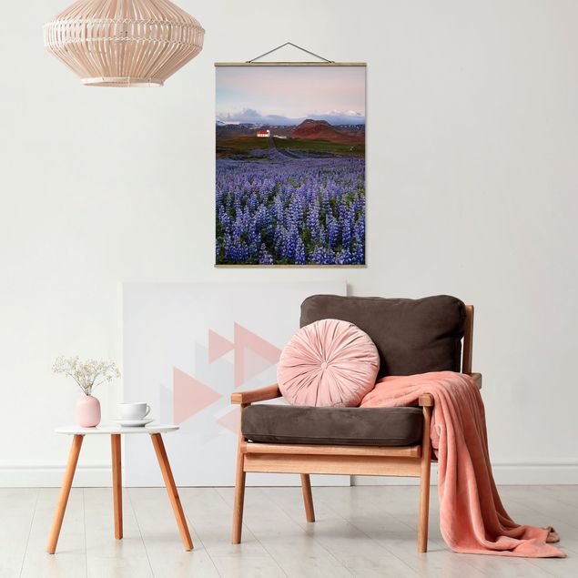 Stoffbilder mit Posterleisten Lavendelfeld in Frankreich