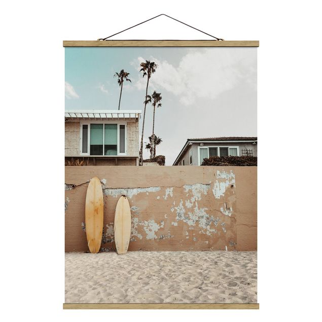 Stoffbild mit Posterleisten - Leb deinen Traum in Kalifornien - Hochformat 3:4