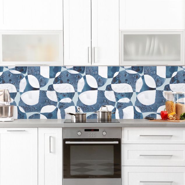 Küchenrückwand - Lebende Steine Muster in Blau