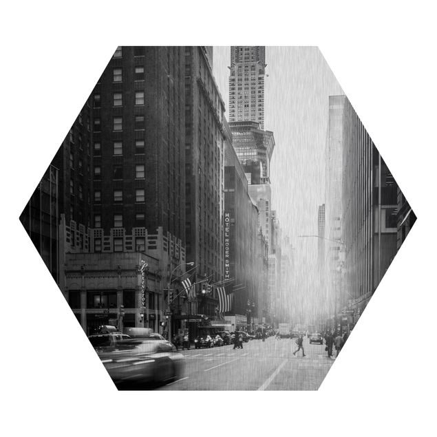 Hexagon Bild Alu-Dibond - Lebhaftes New York