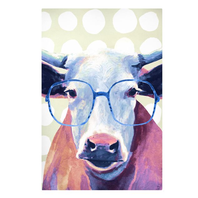 Leinwandbild - Bebrillte Tiere - Kuh - Hochformat 3:2
