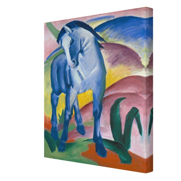 Leinwandbild Franz Marc - Gemälde Blaues Pferd I - Hoch 3:4