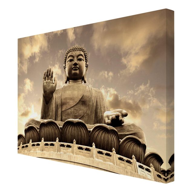 Leinwandbild - Großer Buddha Sepia - Quer 4:3