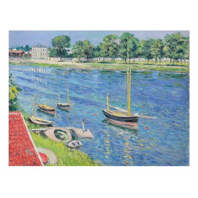 Leinwandbild - Gustave Caillebotte - Die Seine bei Argenteuil, Boote vor Anker - Quer 4:3