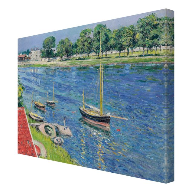 Leinwandbild - Gustave Caillebotte - Die Seine bei Argenteuil, Boote vor Anker - Quer 4:3