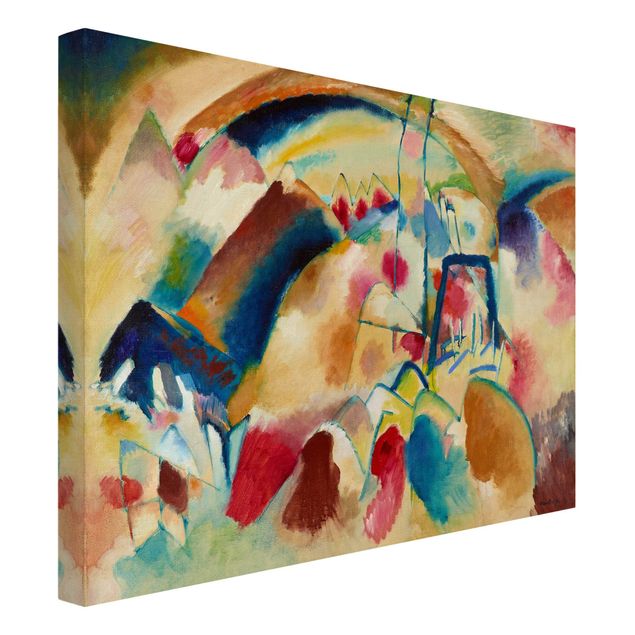 Leinwandbild - Wassily Kandinsky - Landschaft mit Kirche (Landschaft mit roten Flecken I) - Quer 4:3