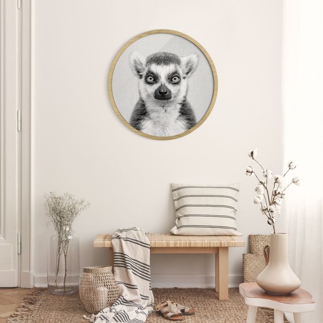 Moderne Bilder mit Rahmen Lemur Ludwig Schwarz Weiß