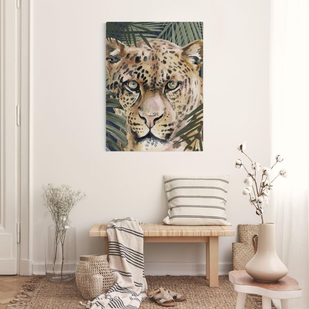 moderne Bilder auf Leinwand Leopard im Dschungel