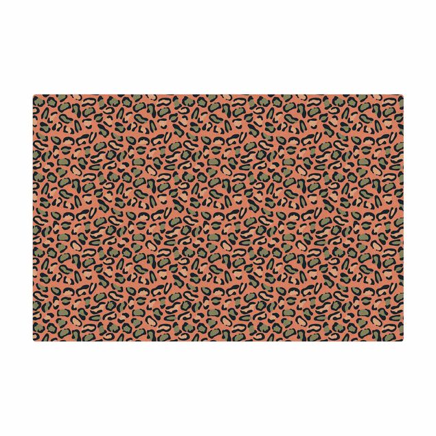 Kork-Teppich - Leopardenmuster in Pastell Rosa und Blau - Querformat 3:2