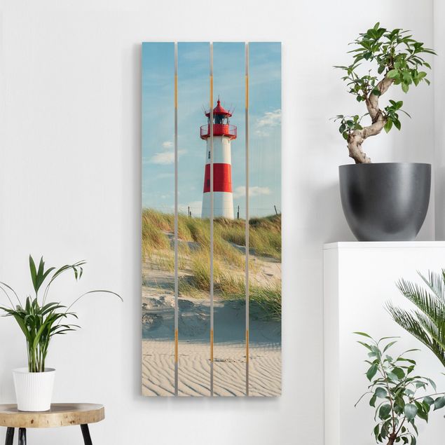 Holzbilder Natur Leuchtturm an der Nordsee