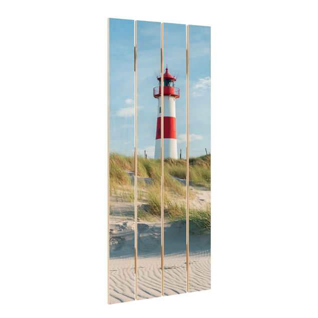 Holzbild - Leuchtturm an der Nordsee - Hochformat
