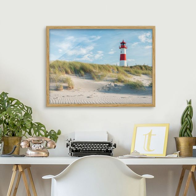 Moderne Bilder mit Rahmen Leuchtturm an der Nordsee