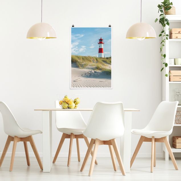 Moderne Poster Leuchtturm an der Nordsee