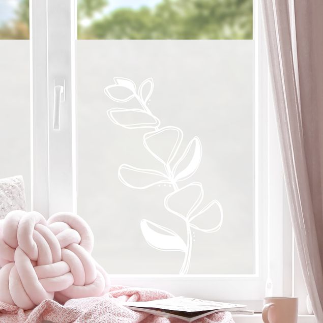 Fensterfolie Blumen Line Art - Eukalyptuszweig
