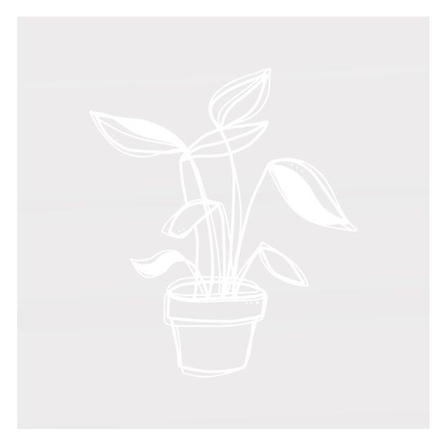 Sichtschutzfolie Line Art - Kleine Topfpflanze