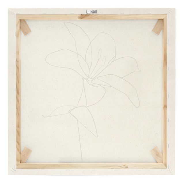 Leinwandbild Natur - Line Art Blüte Schwarz Weiß - Quadrat 1:1