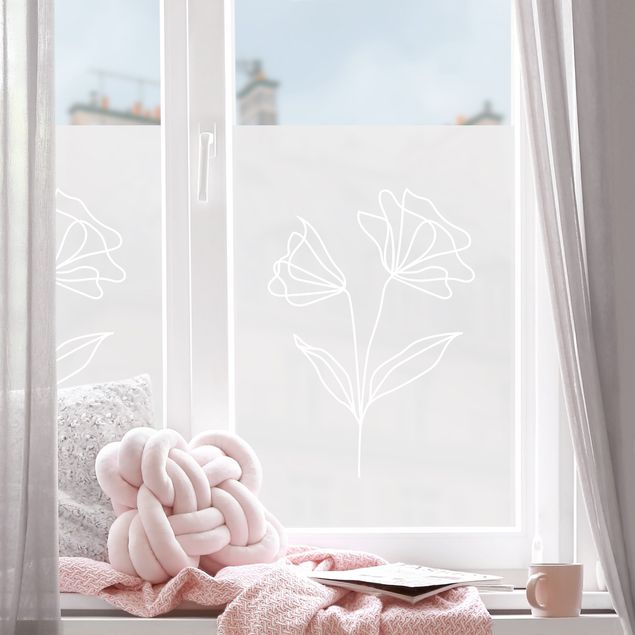 Klebefolie Fenster Line Art Blüten II
