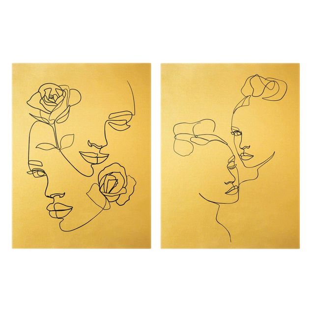 Wandbilder Line Art Gesichter Frauen