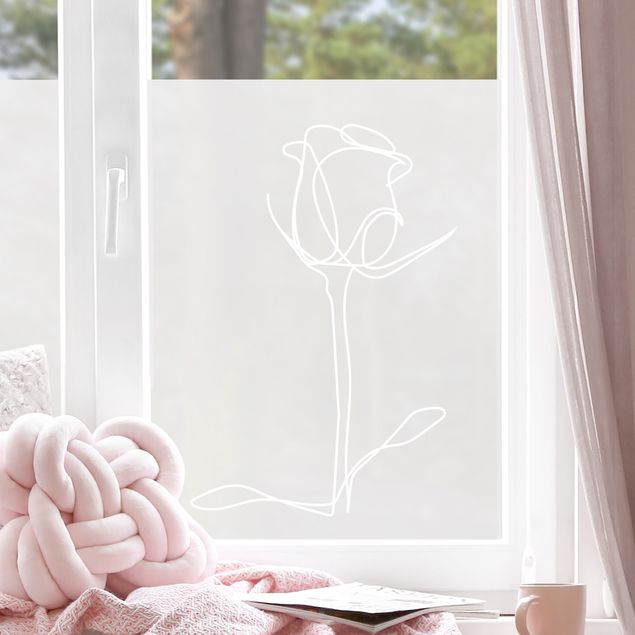 Fensteraufkleber Blumen Line Art Rose