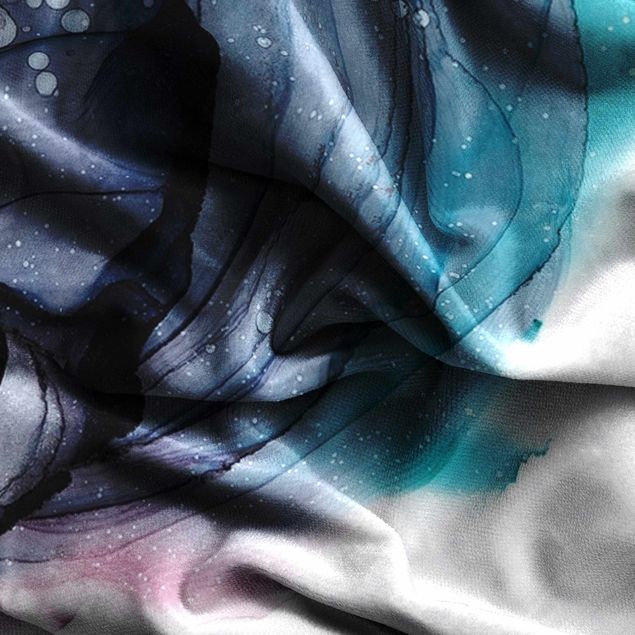 Vorhang blickdicht Linien im Nachtblauen Kokon