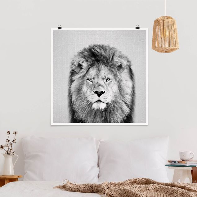 Poster Löwen Löwe Linus Schwarz Weiß