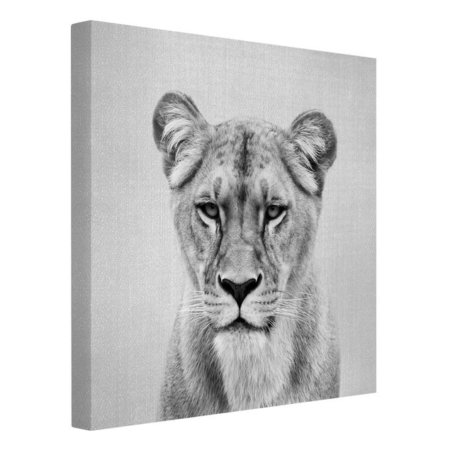Leinwandbild - Löwin Lisa Schwarz Weiß - Quadrat 1:1