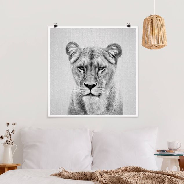 Poster Löwen Löwin Lisa Schwarz Weiß